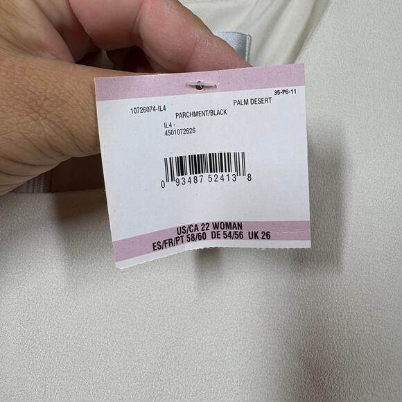 Kasper Plus 22W Pencil Sheath Dress White Parchment Black Hourglass Sleeveless - Picture 8 of 9